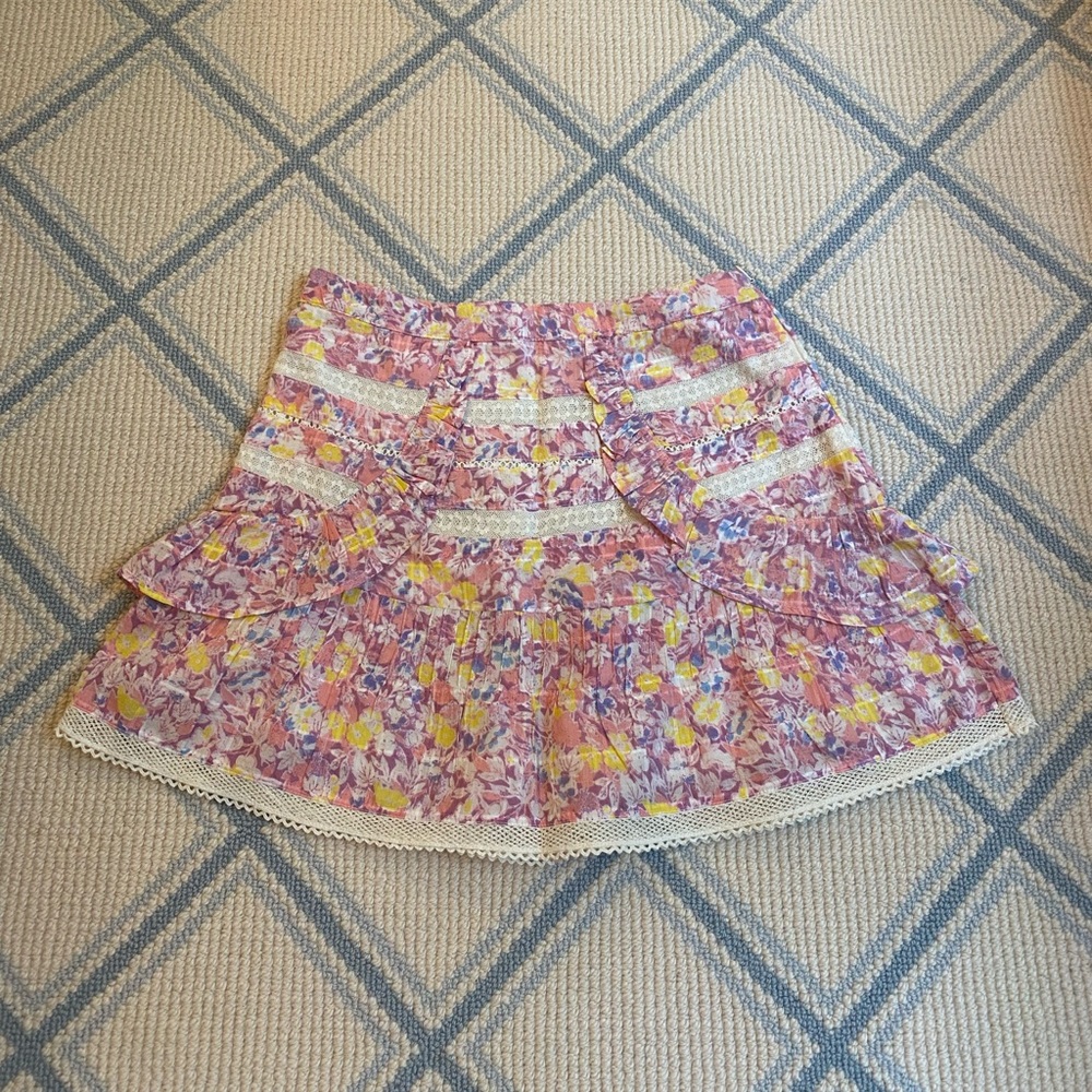 LoveShack Fancy Multi-Color Floral Mini Skirt